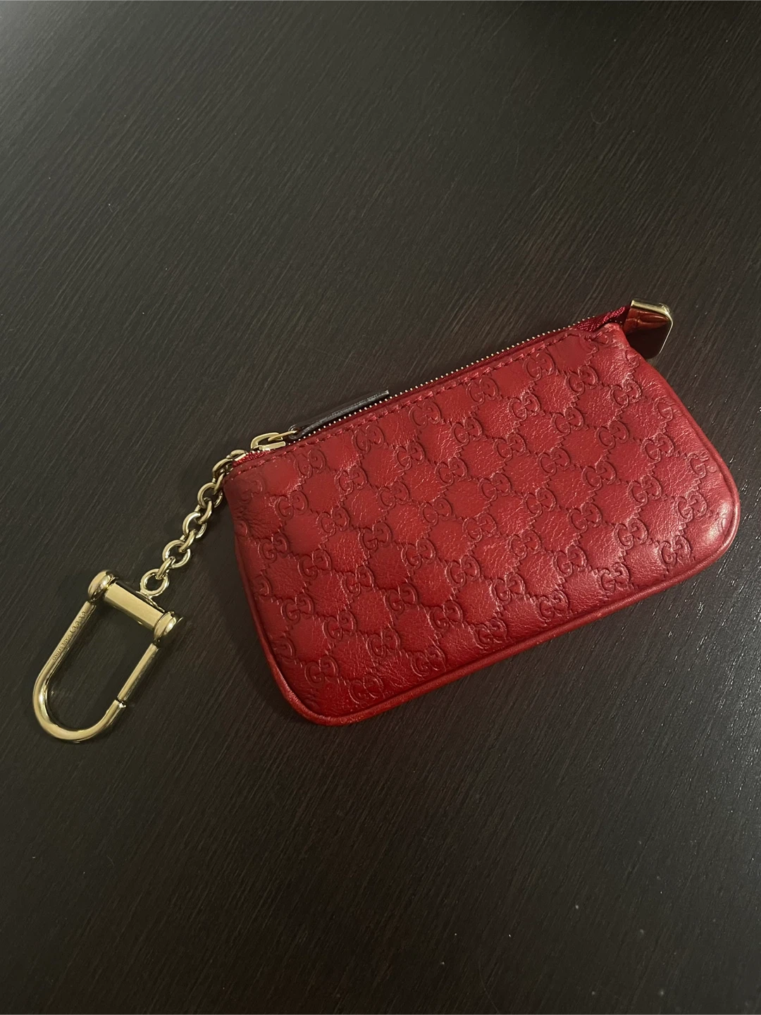 GUCCI Red Micro Guccissima Pochette Key Coin Case Cardholder - photo 3