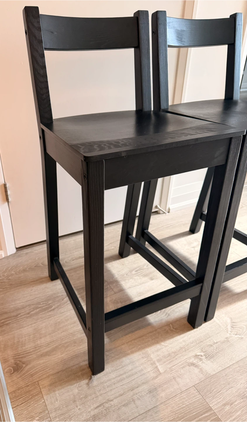 Set of 2 Black IKEA Bar Stools - photo 2