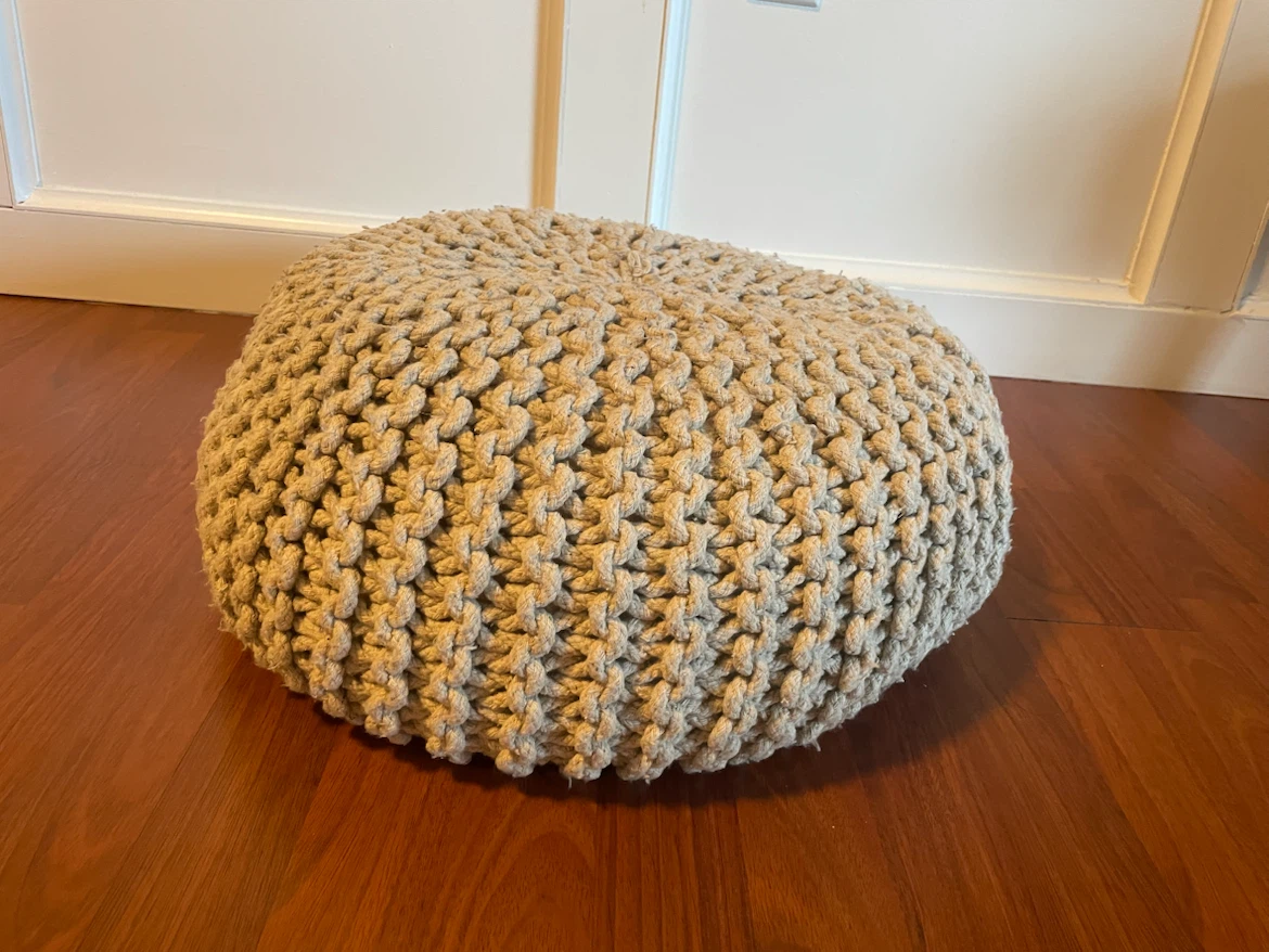 Beige Knitted Floor Pouf - photo 2