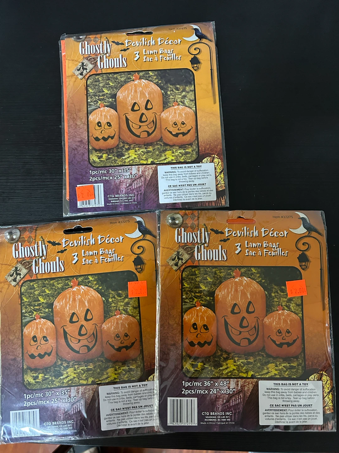 3-Pack Ghostly Ghouls Pumpkin Lawn Bags