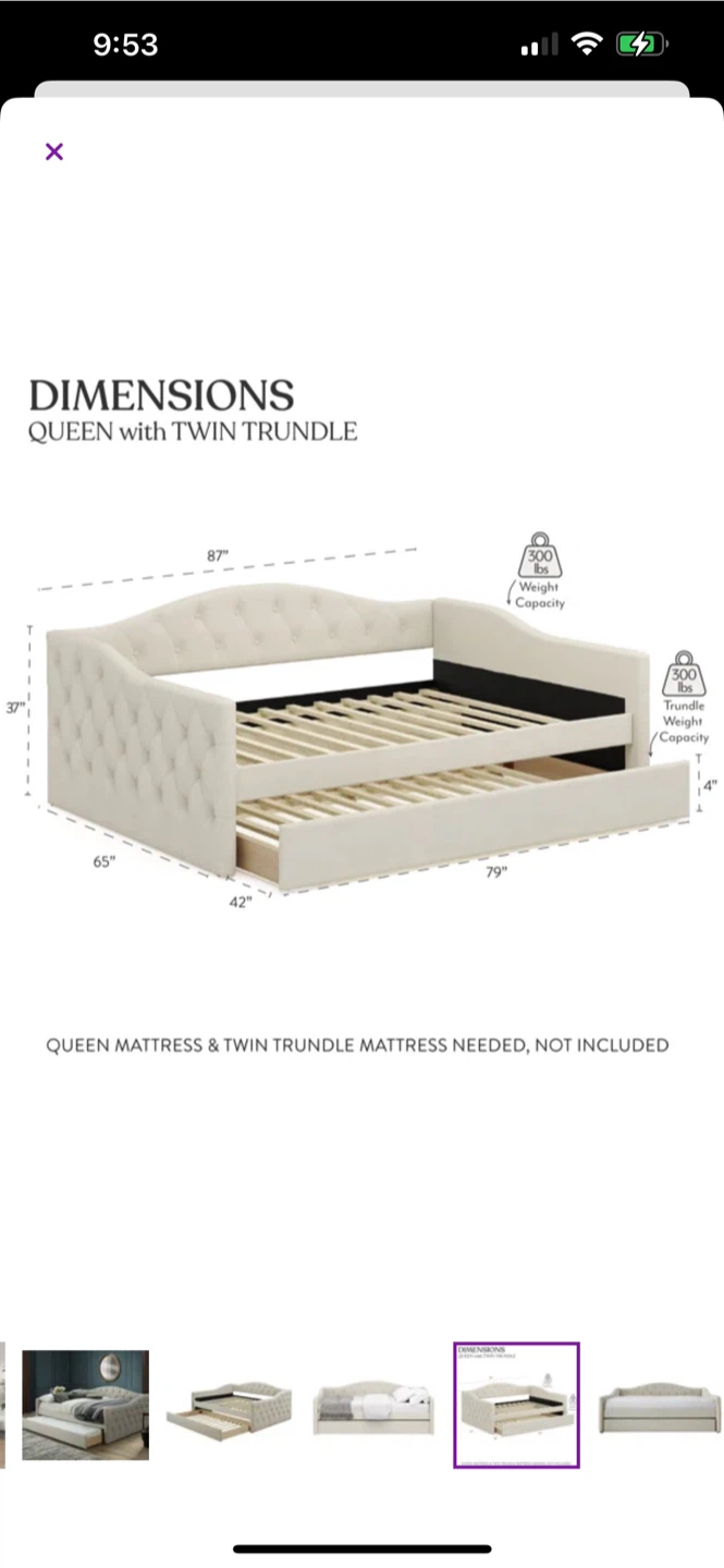 Queen Daybed with Trundle (Beige)
