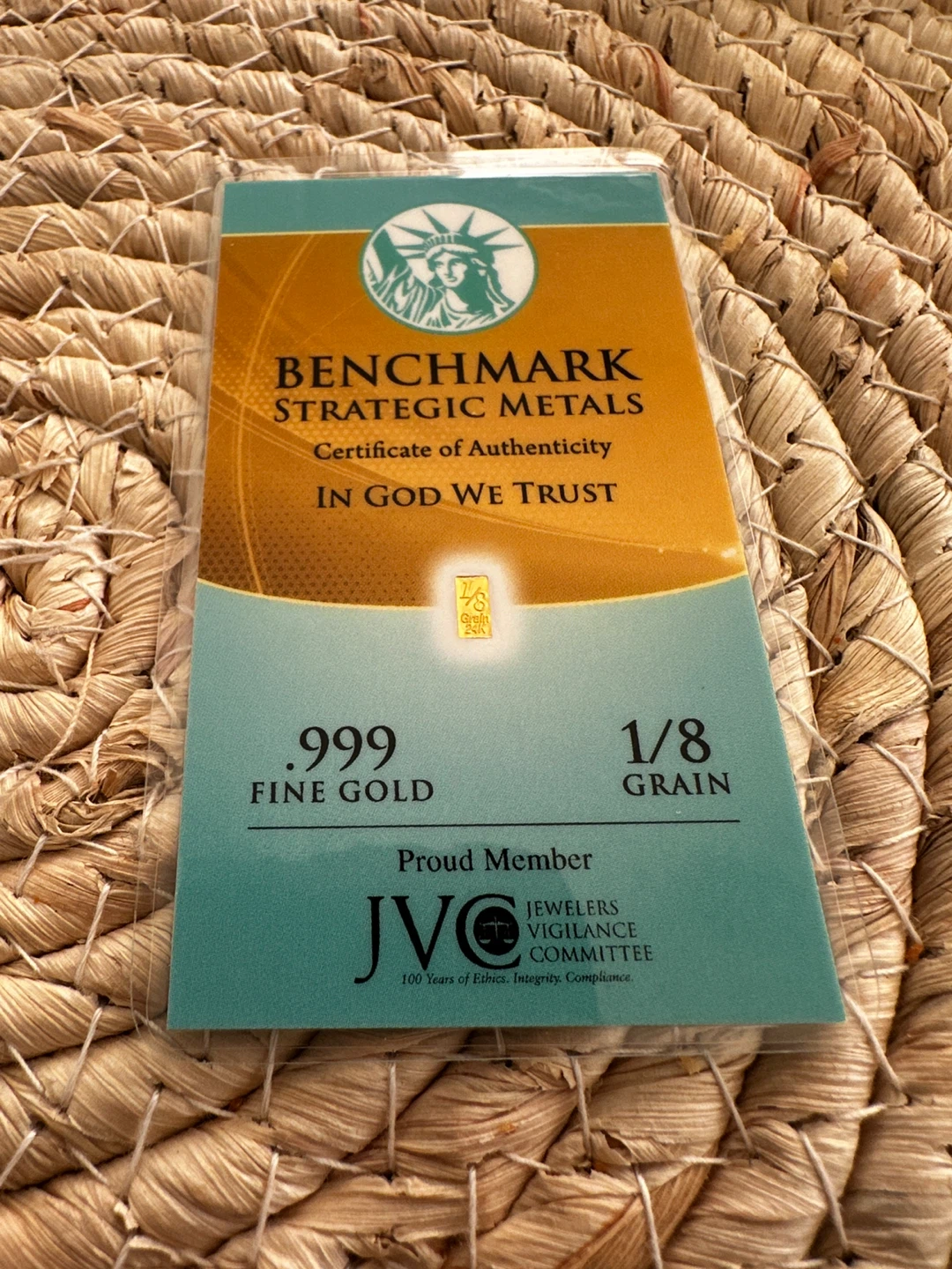 Benchmark Strategic Metals 1/8 Grain Fine Gold