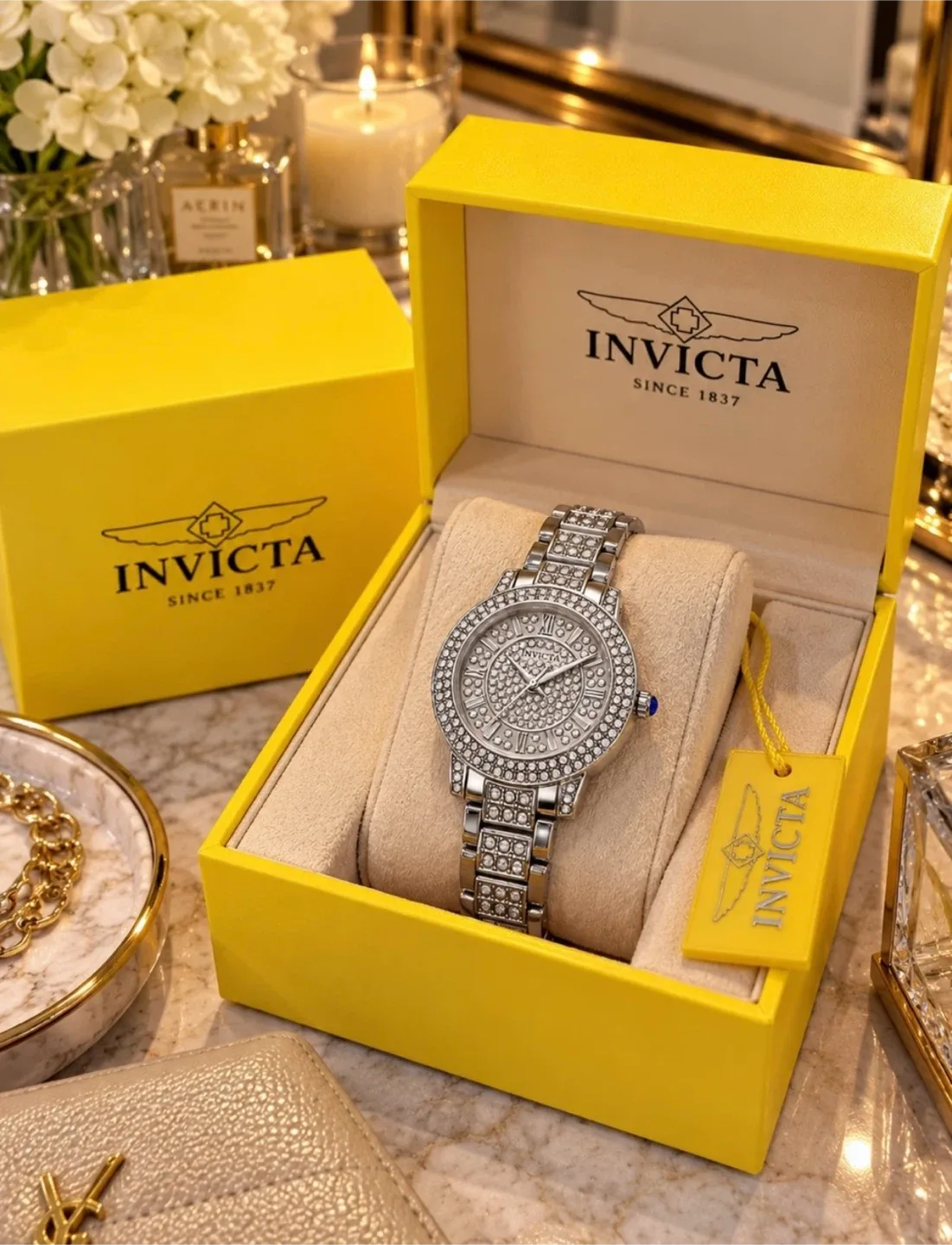 Invicta Wildflower 69427 Silver Crystal 32mm Watch NWT