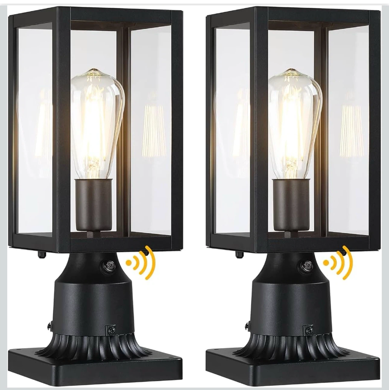 Set of 2 Dusk to Dawn Outdoor Post Lights HARDWIRED