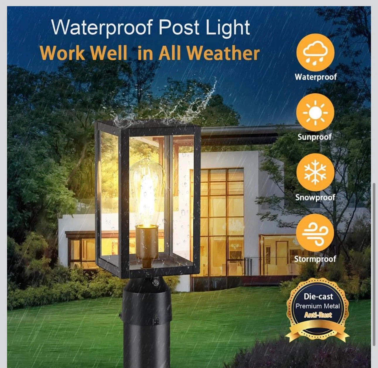 Set of 2 Dusk to Dawn Outdoor Post Lights HARDWIRED - photo 5