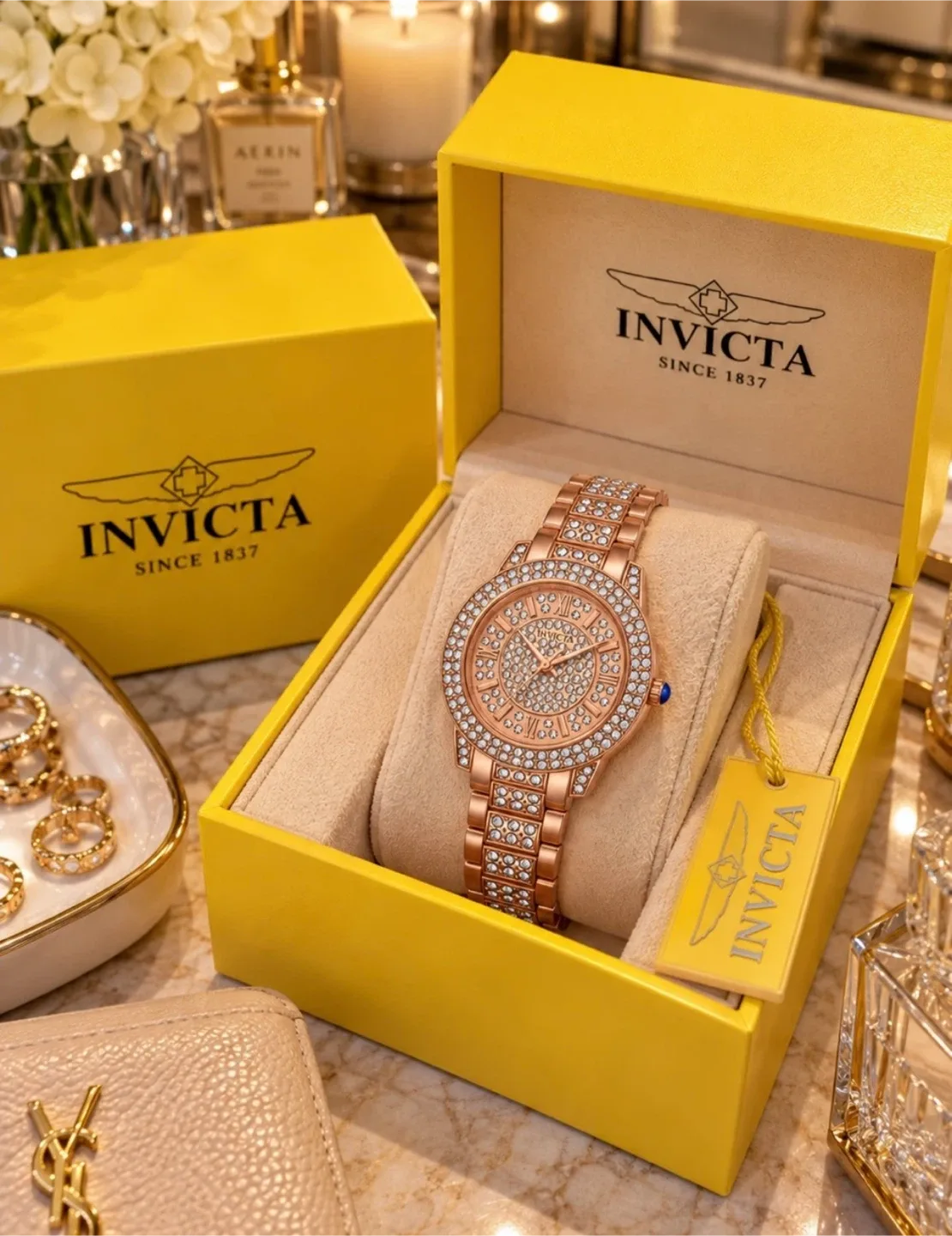 Invicta Wildflower 69426 Rose Gold Crystal 32mm Watch NWT