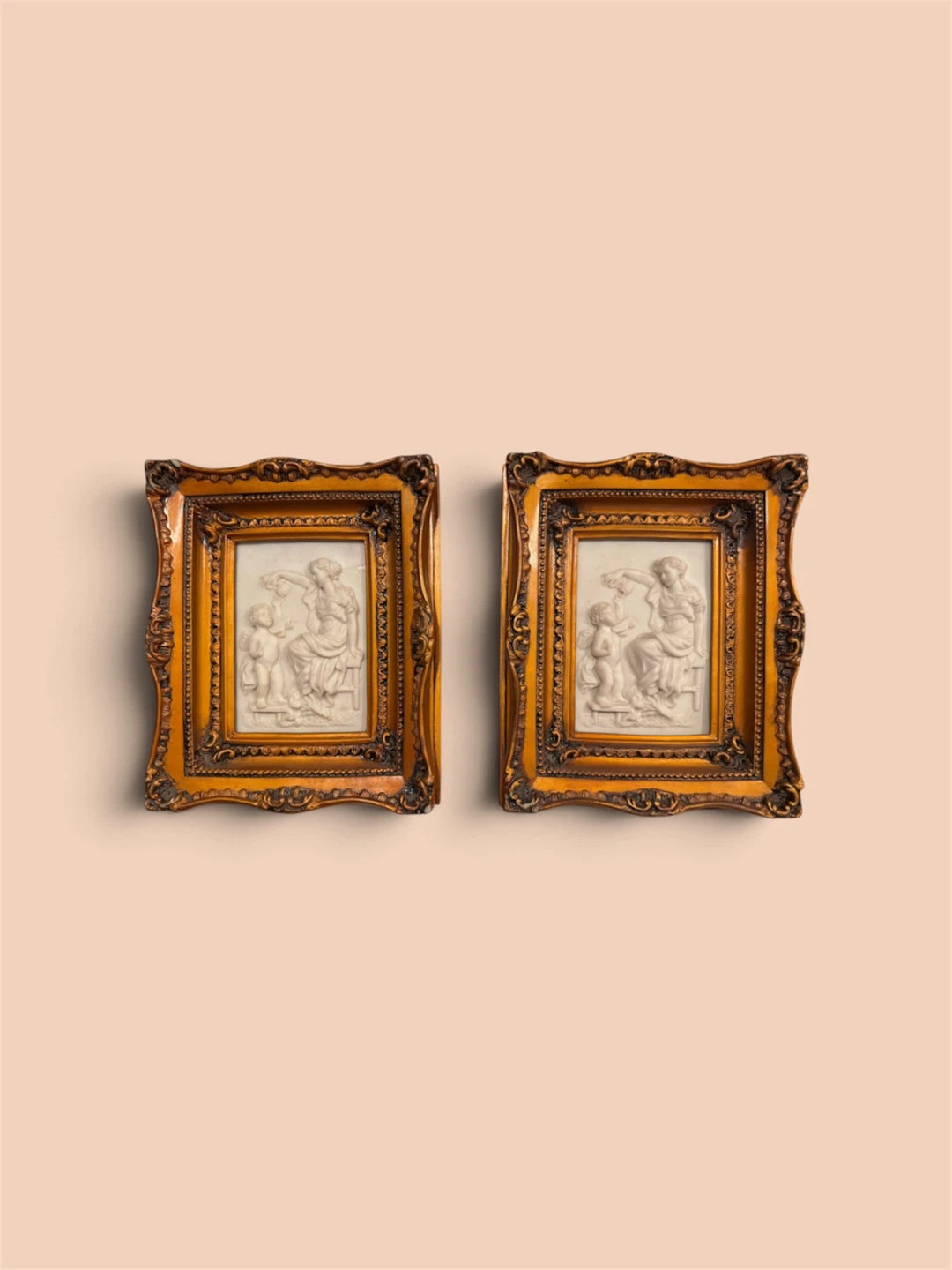 Set of 2 Vintage Style Relief Wall Art Plaques