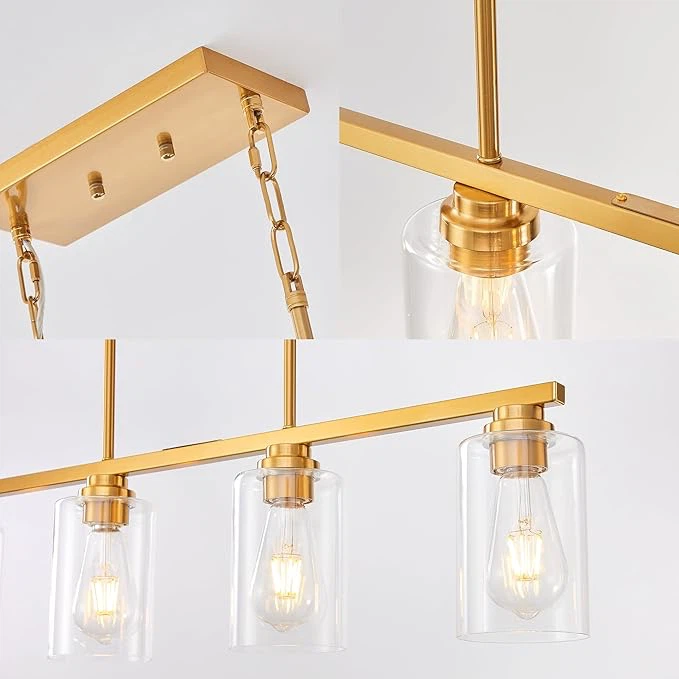 5-Light Gold Kitchen Island Linear Chandelier - photo 3