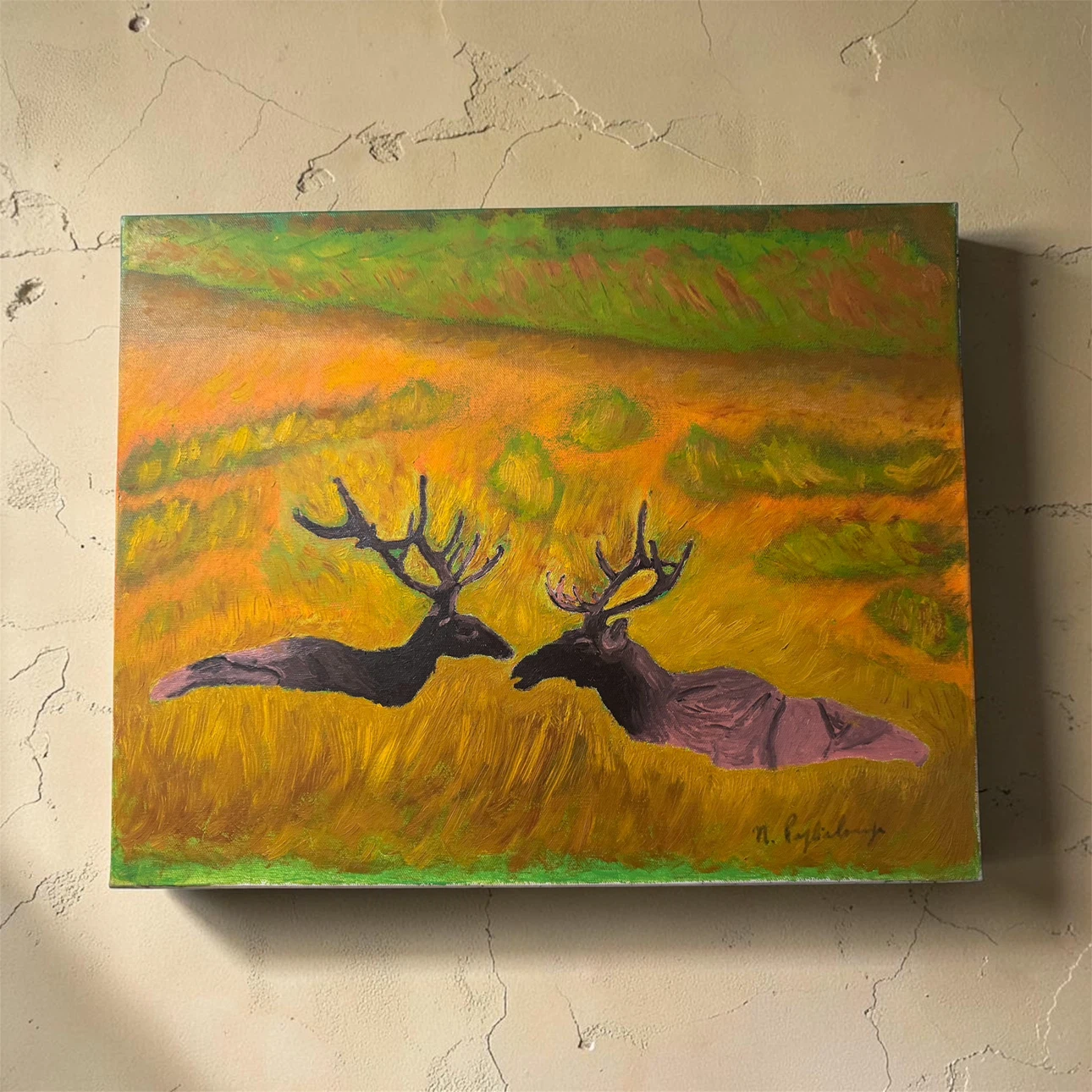 Original Elk Meadow Oil Painting - photo 2
