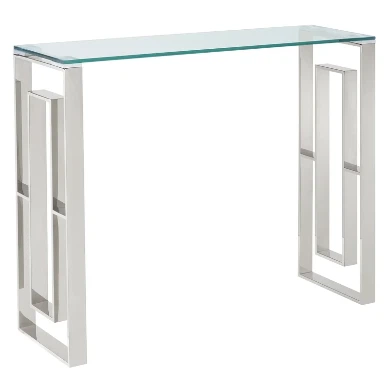 Modern Glass & Chrome/Silver Console