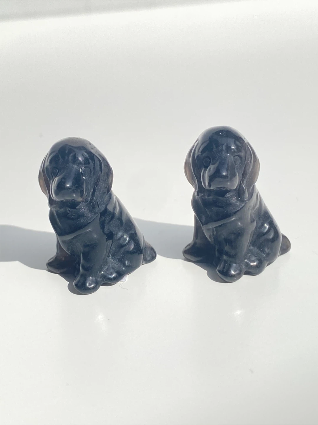 Silver Obsidian Dog Crystal Carving