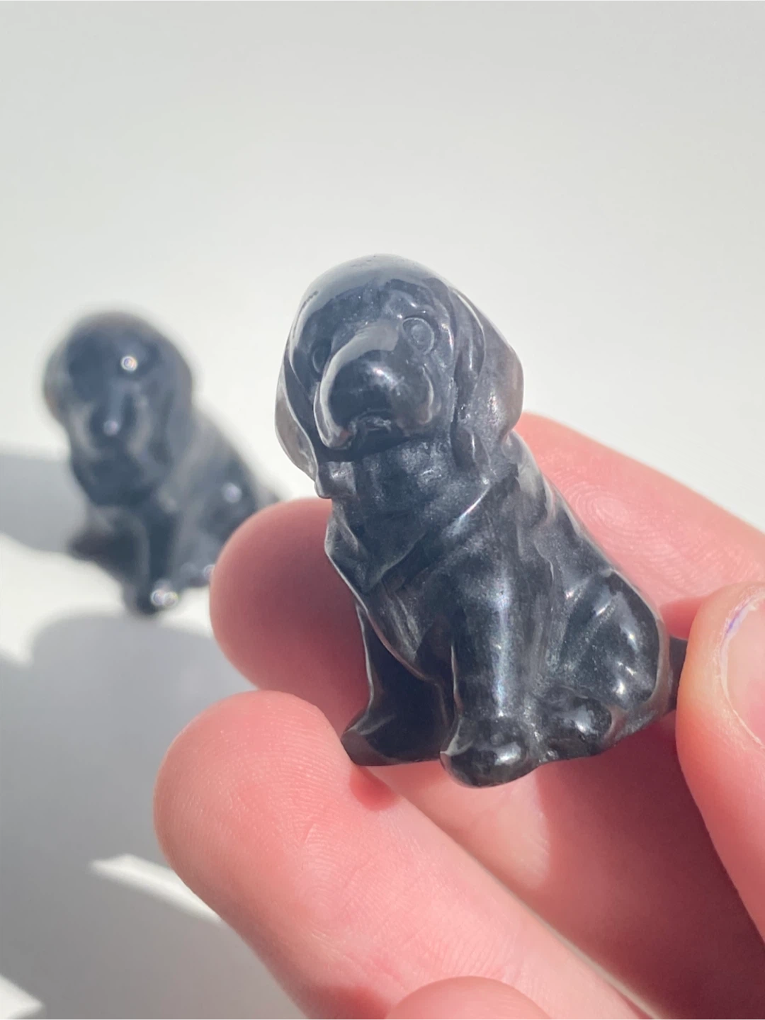 Silver Obsidian Dog Crystal Carving - photo 3