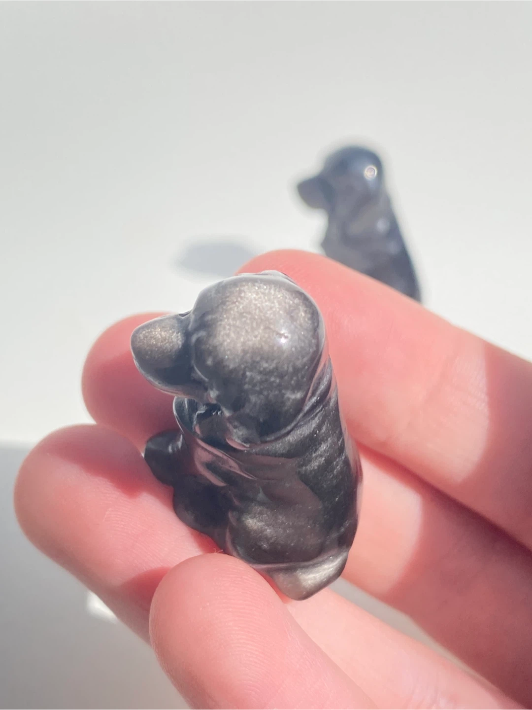 Silver Obsidian Dog Crystal Carving - photo 4