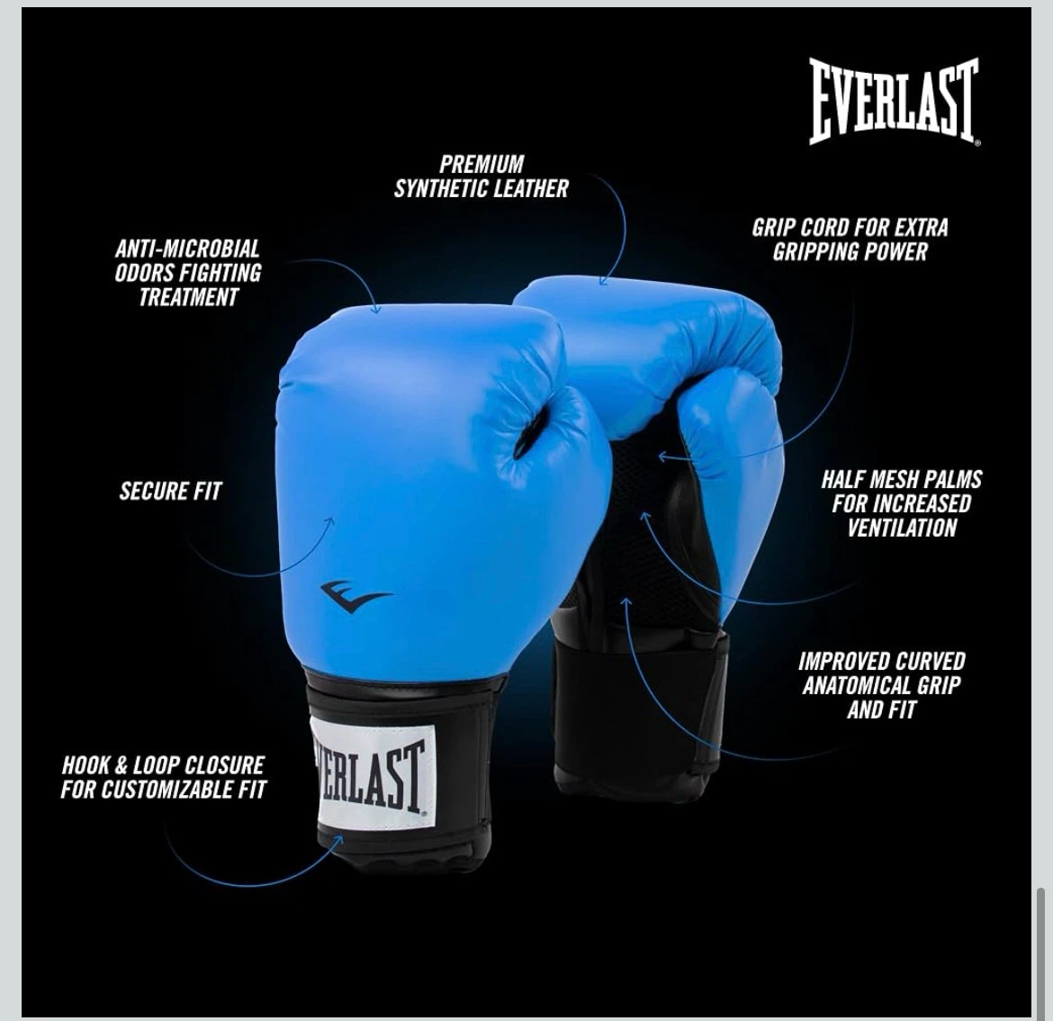 Everlast Pro Style 2 Boxing Gloves - 12 oz - Blue - photo 3