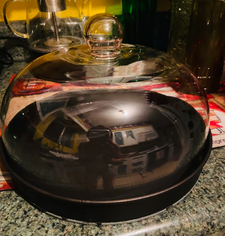 Glass Cake Lid with Metal Base - photo 3