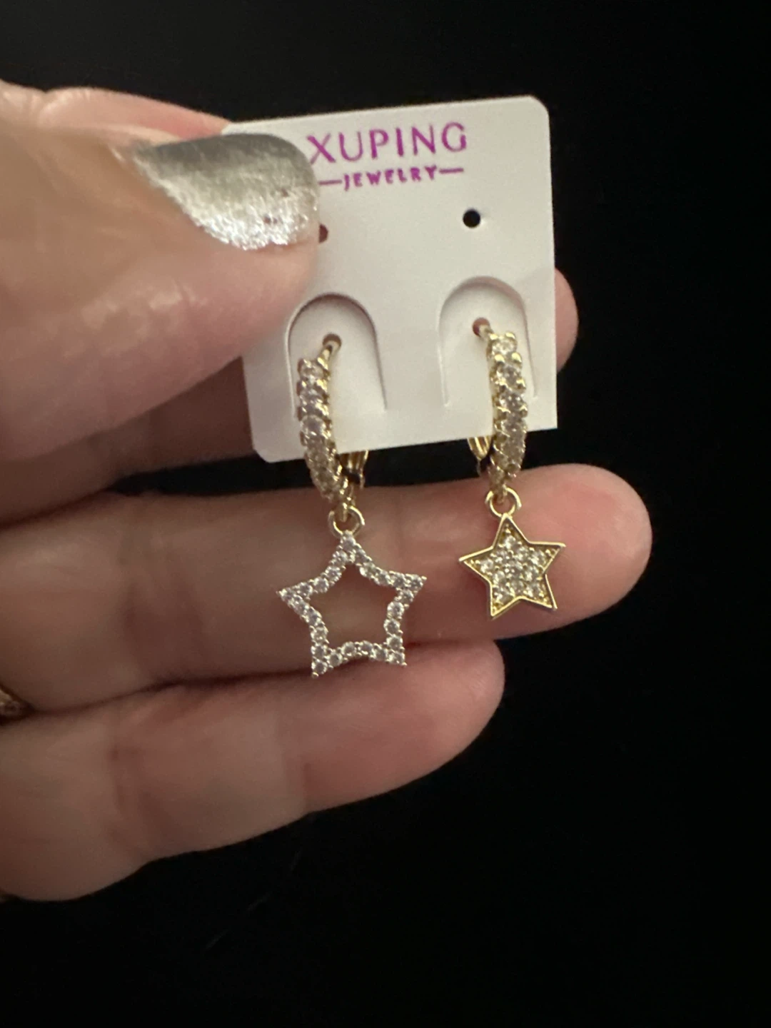 14k Gold-Tone laminated Star Hoop Earrings
