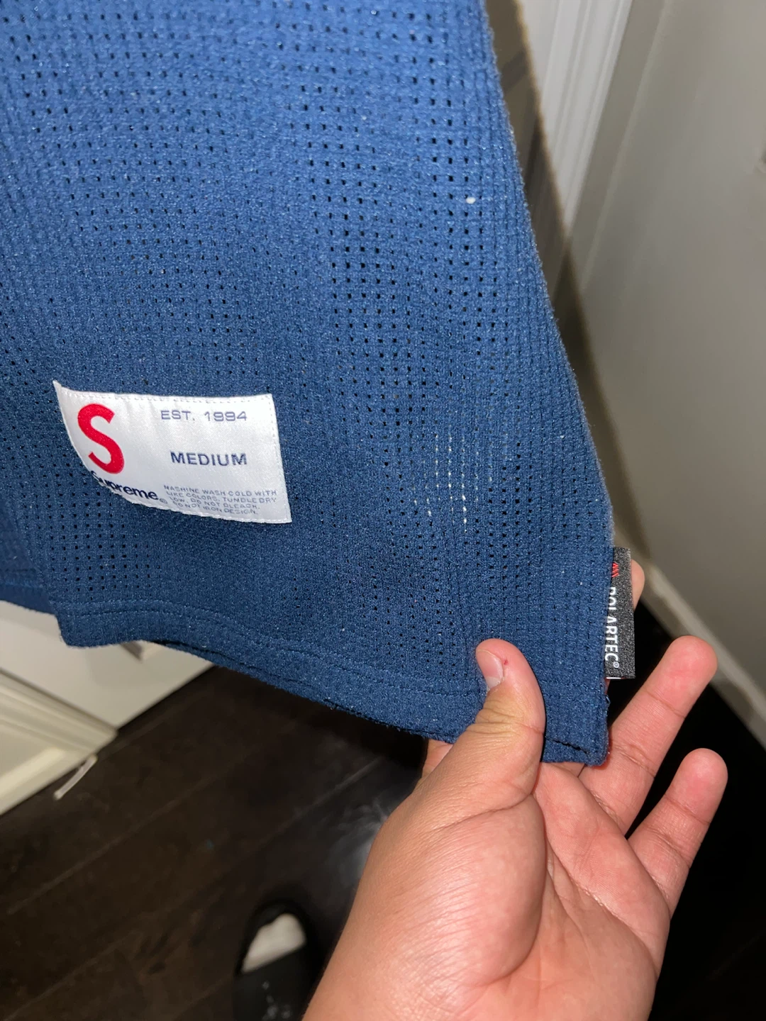 Supreme Polartec Waffle Knit Long Sleeve - Navy - photo 4