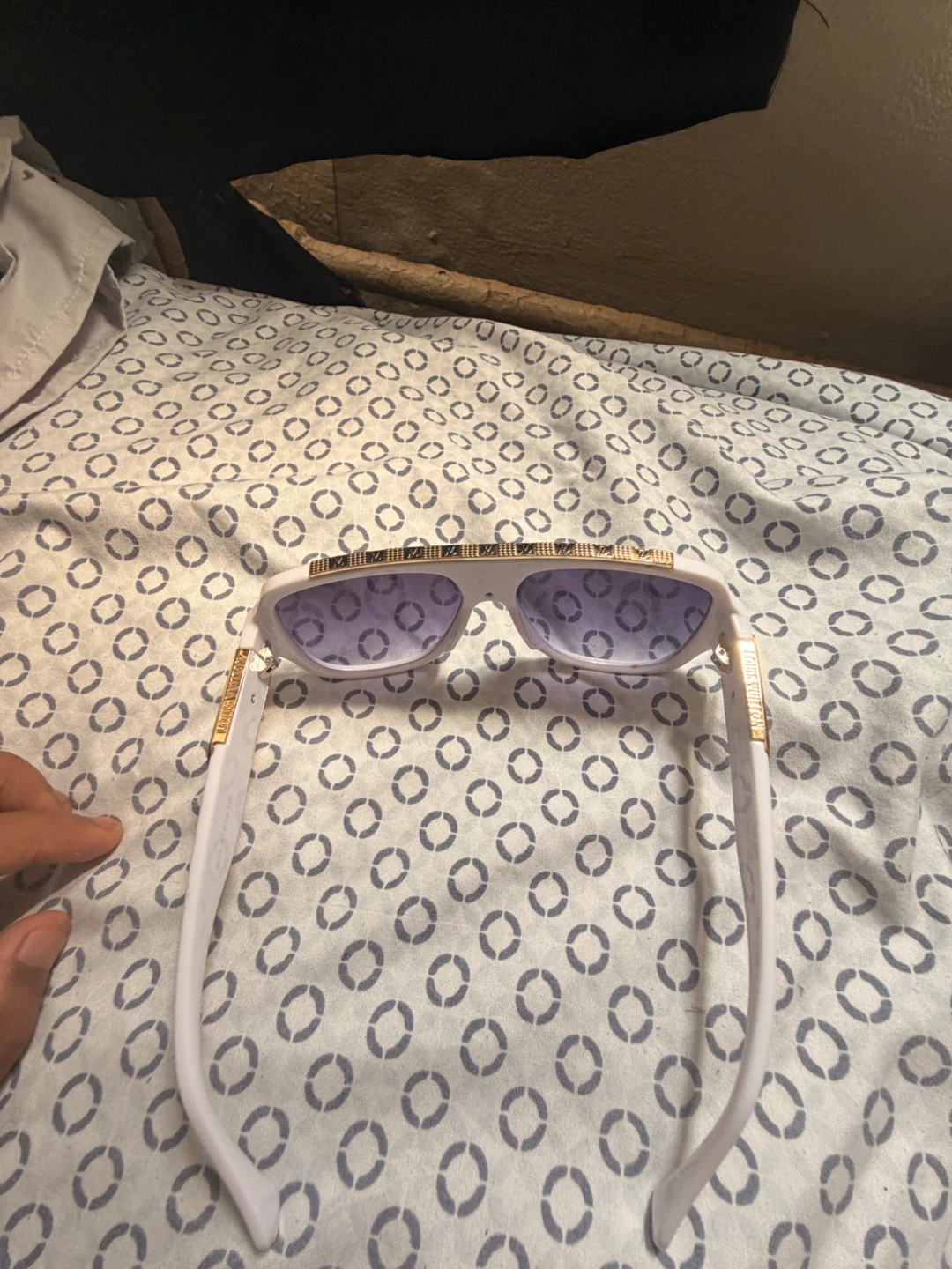 Louis Vuitton White and Gold Sunglasses