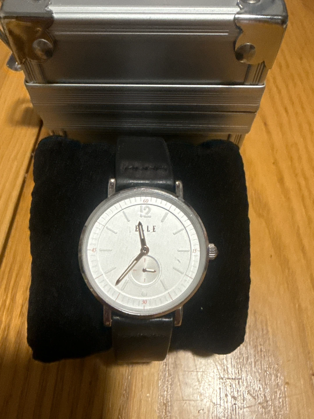 ELLE Women's Watch with Black Leather Strap