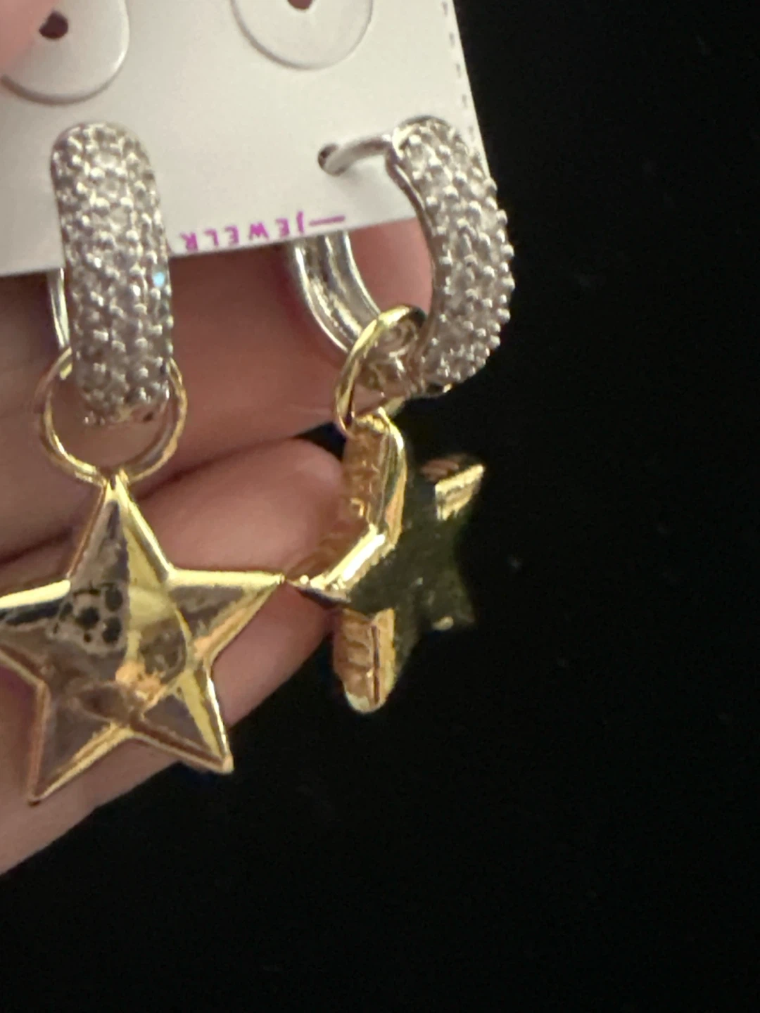Gold laminated  Star Dangle Hoop Earrings