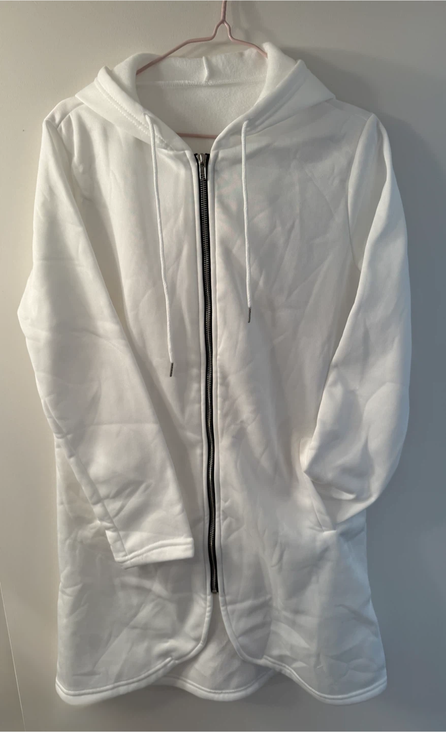 White Long Jacket Zip-Up Hoodie - photo 2
