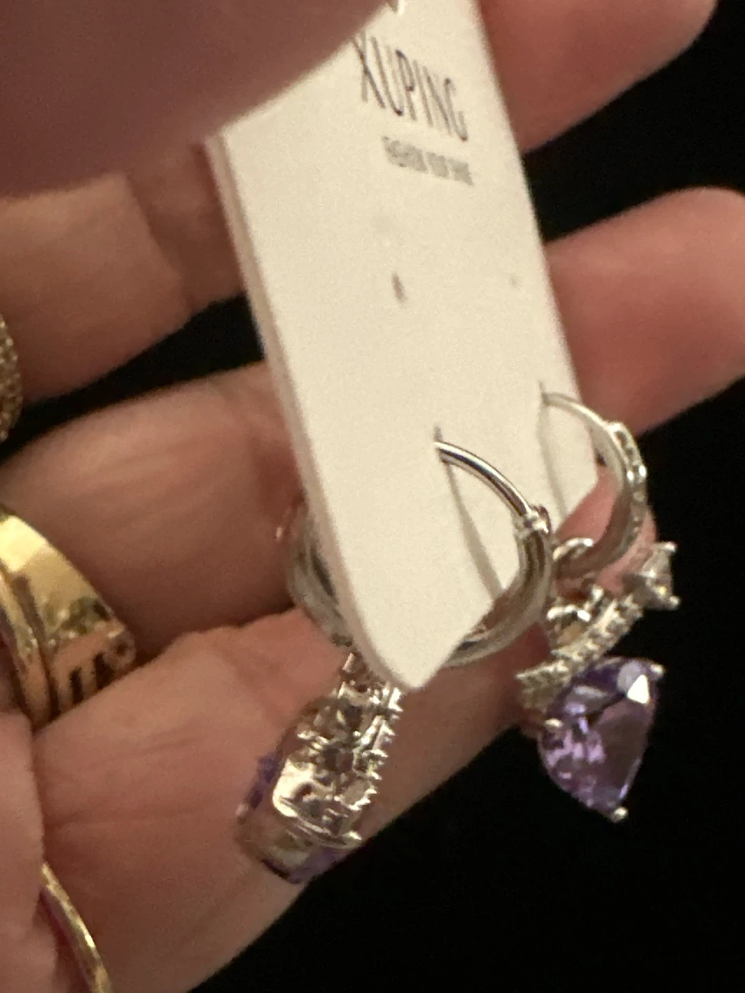 Xuping Purple Heart silver Hoop Earrings - photo 2