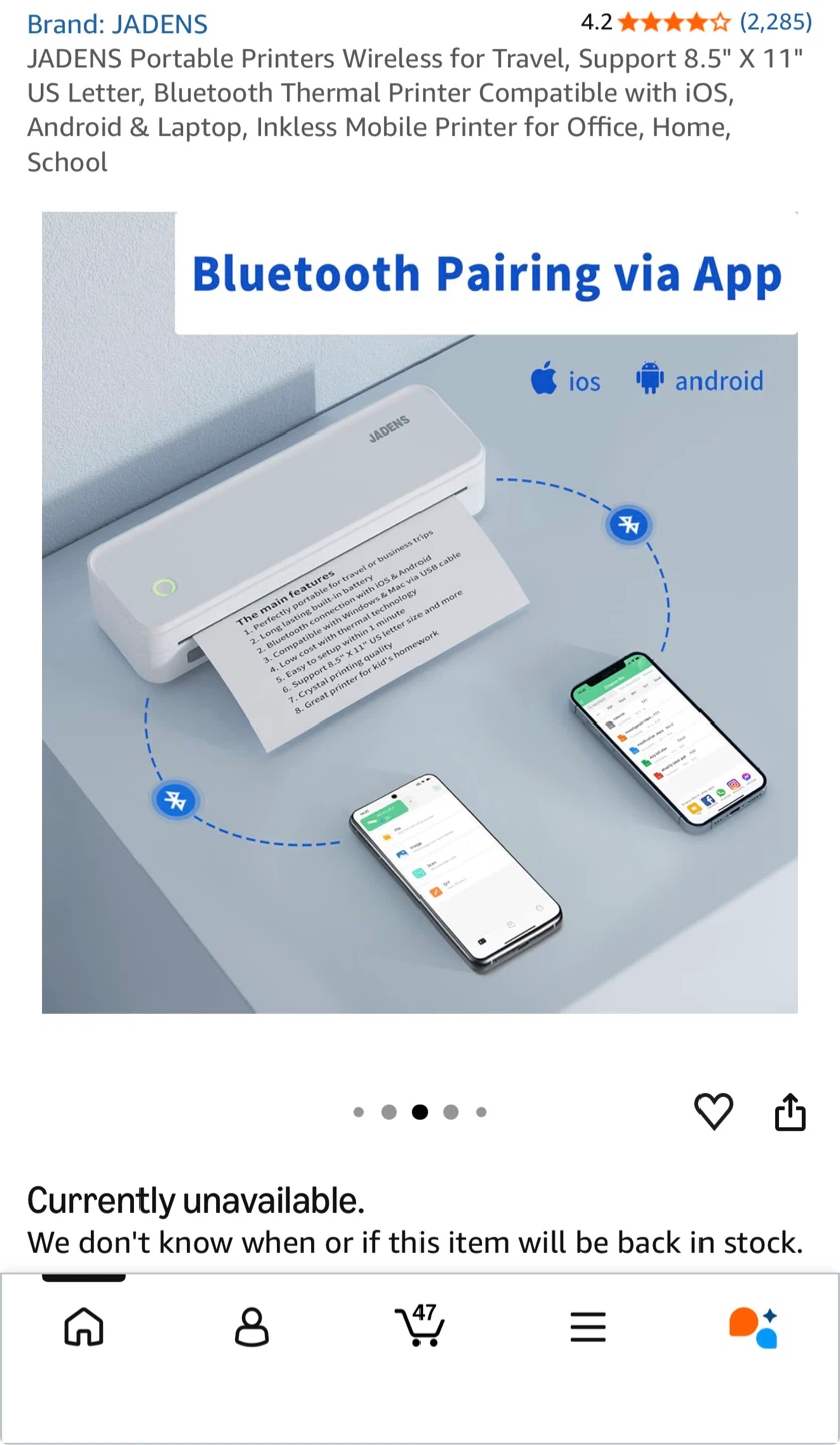 Jadens Portable Wireless Thermal Printer