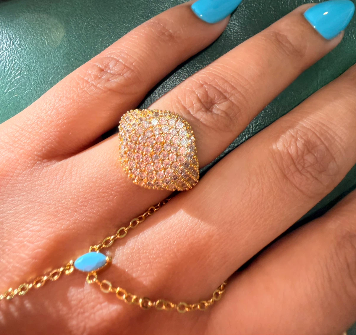 Gold-tone pavé statement ring