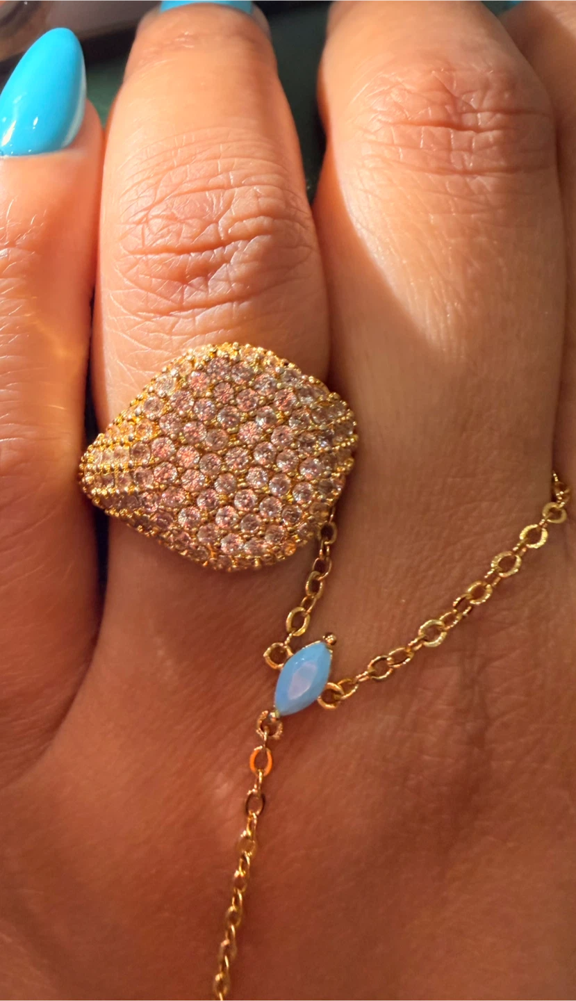 Gold-tone pavé statement ring - photo 2