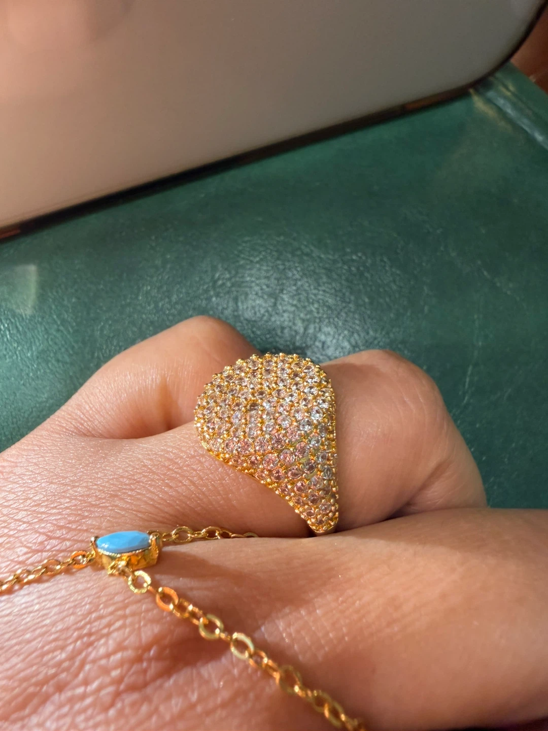 Gold-tone pavé statement ring - photo 3