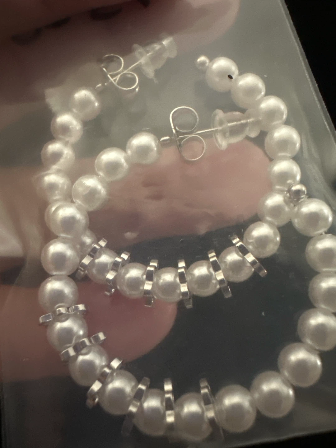 Faux Pearl Hoop Earrings - photo 2
