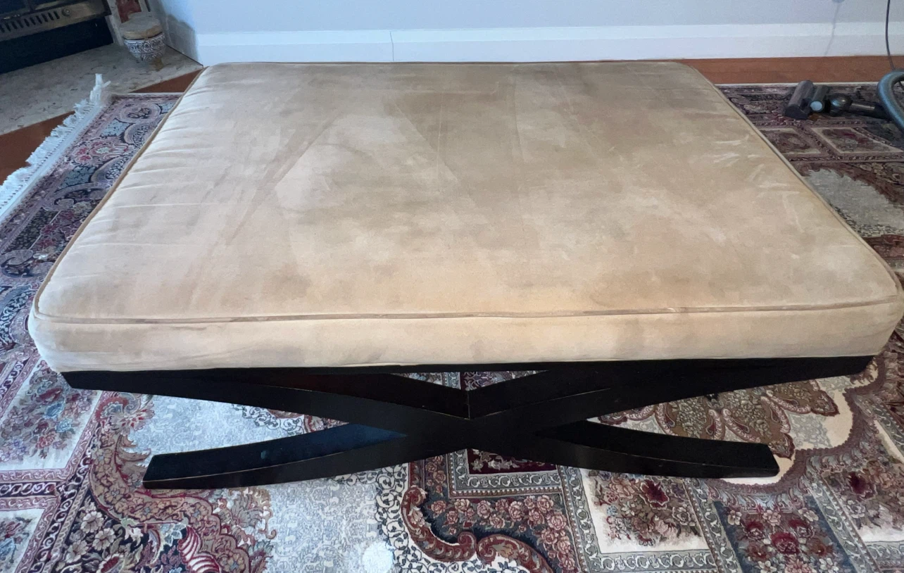 Large Beige Upholstered Ottoman