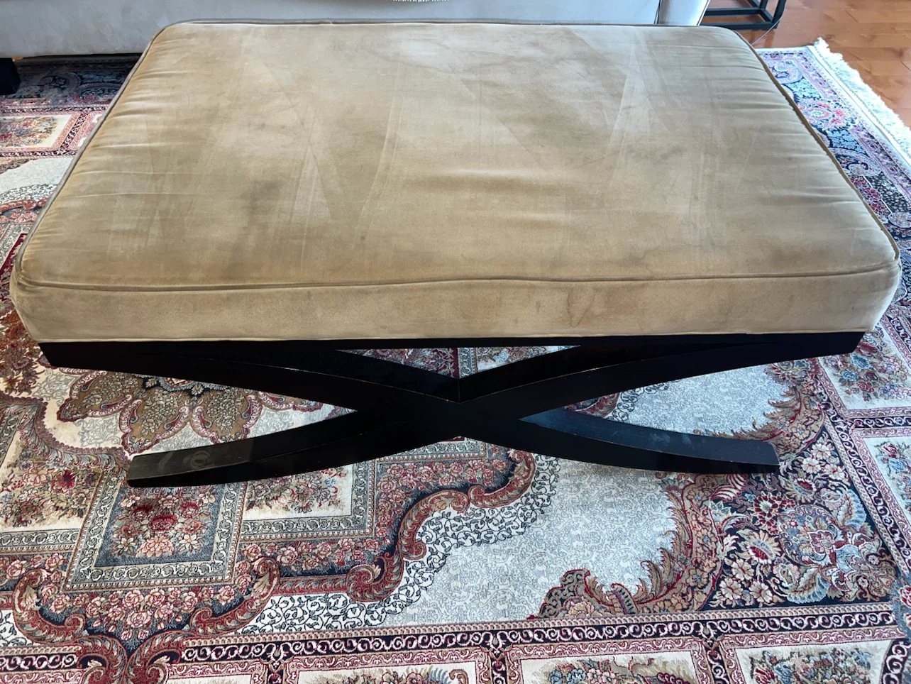 Large Beige Upholstered Ottoman - photo 3