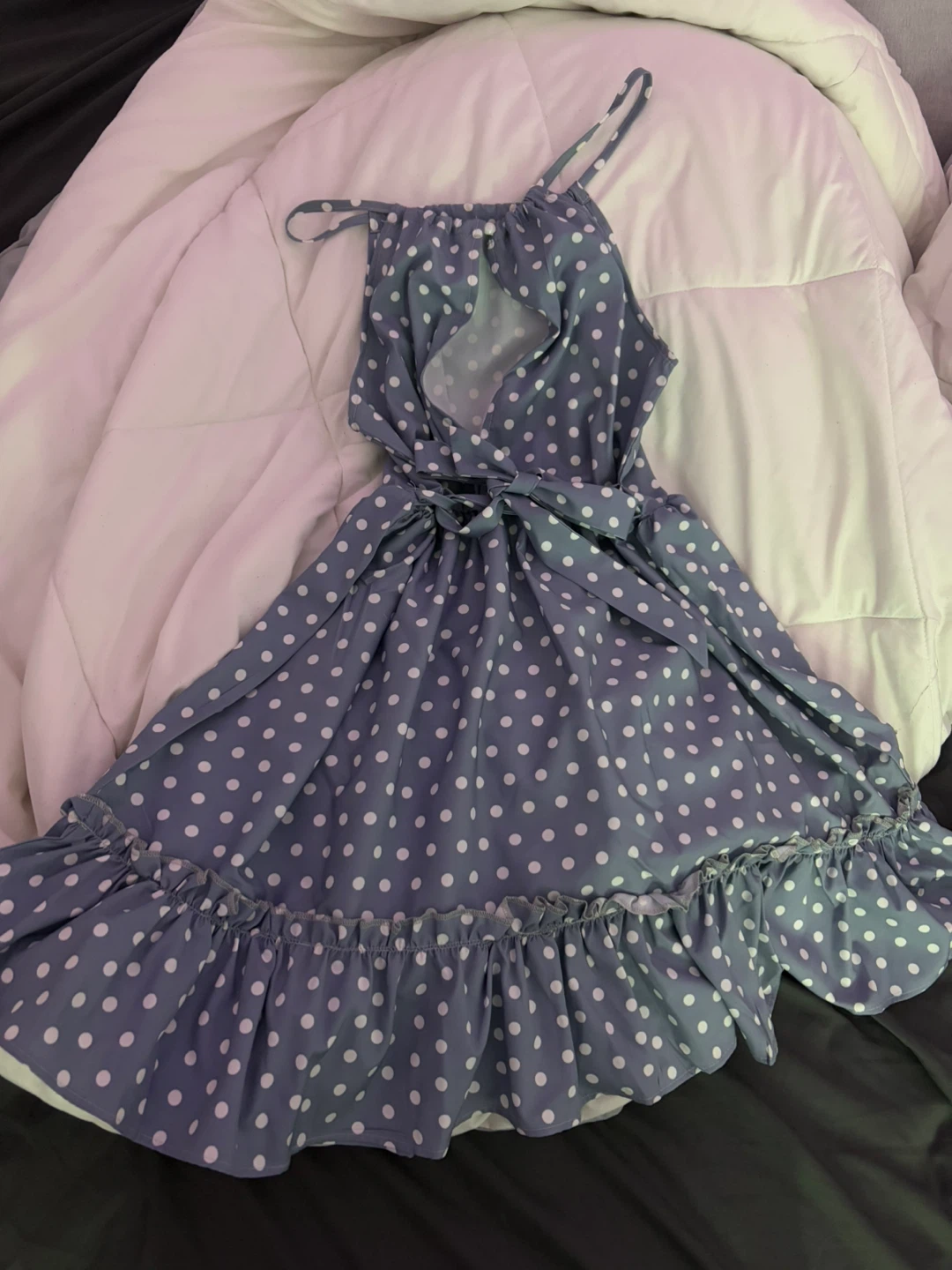 Blue and White Polka Dot Halter Dress - photo 2