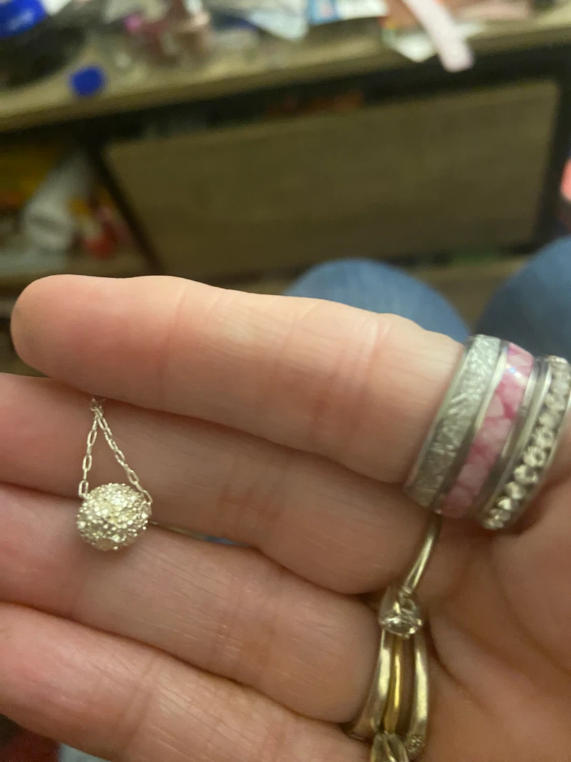 Silver-toned sparkling ball pendant necklace