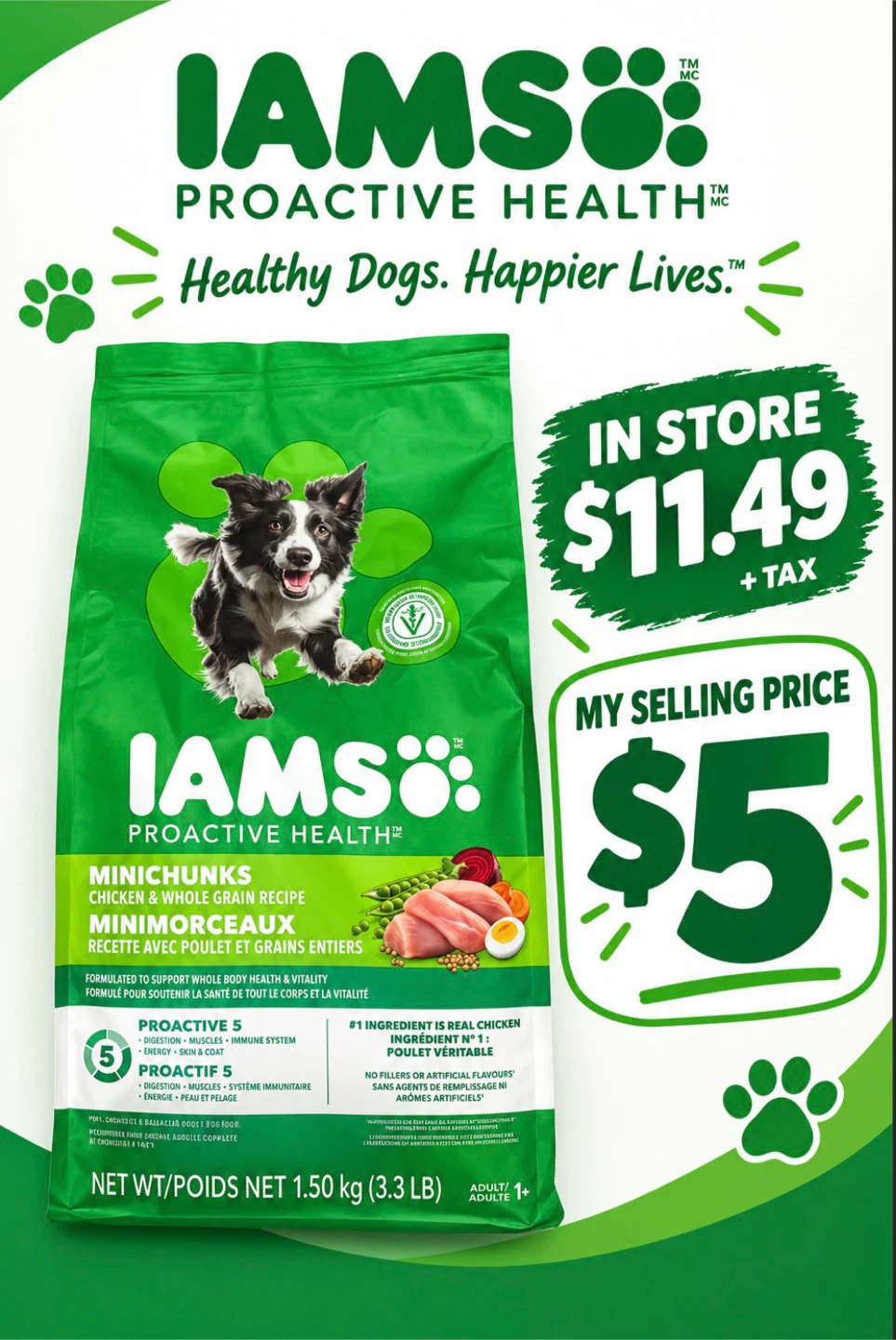 Iams Proactive Health Minichunks Chicken 1.5kg