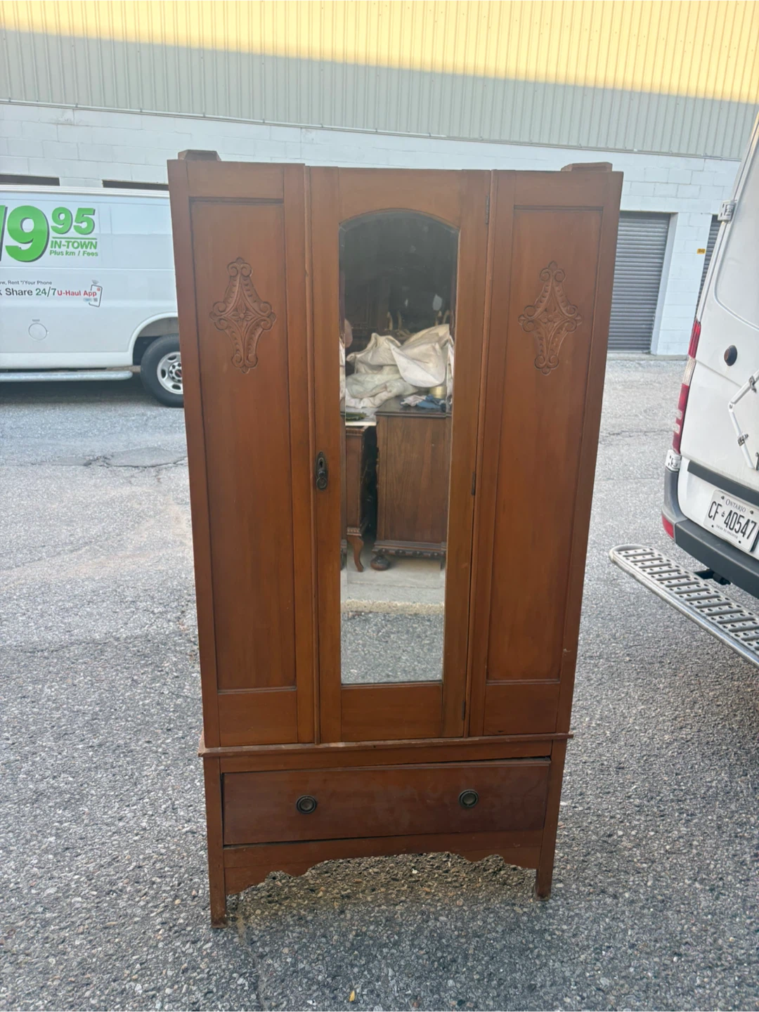 Free delivery antique Vintage Wooden Armoire with Mirror