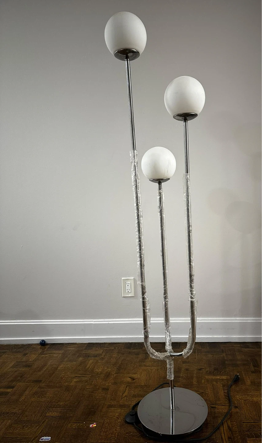 IKEA SIMRISHAMN 3-Light Floor Lamp – Chrome/White Glass - photo 2