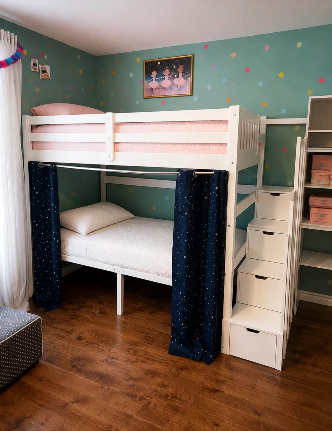 Must go!!! Moving sale White bunk bed with storage stairs - photo 2