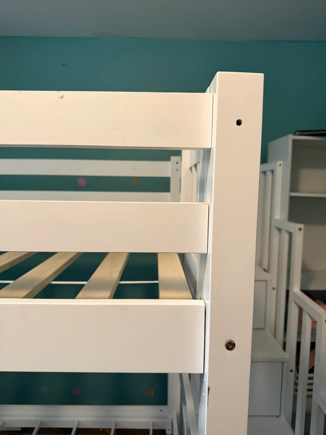 Must go!!! Moving sale White bunk bed with storage stairs - photo 3
