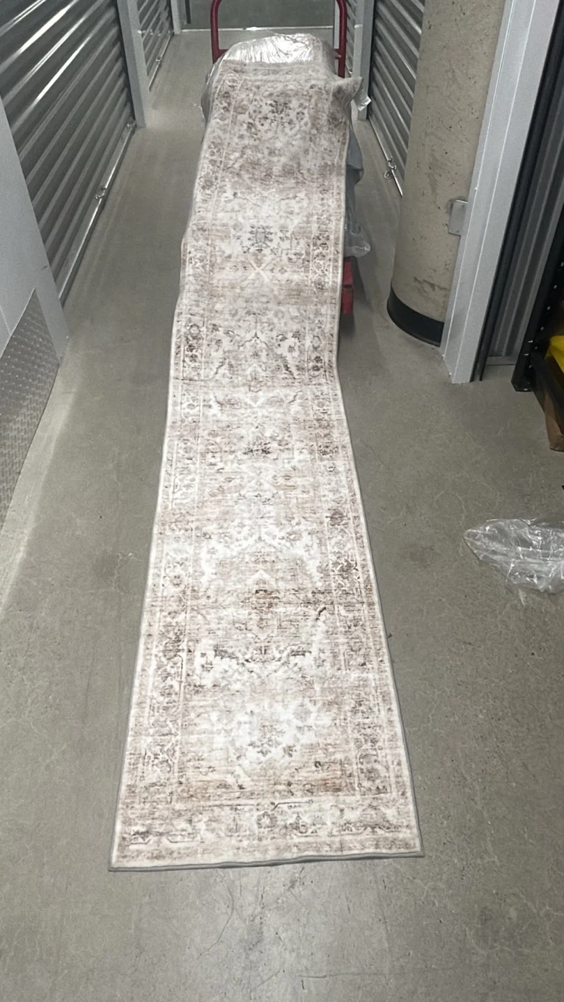Beige Vintage-Style Runner Rug