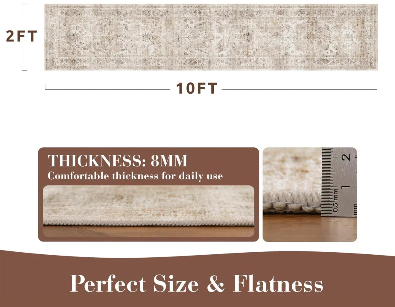 Beige Vintage-Style Runner Rug - photo 3