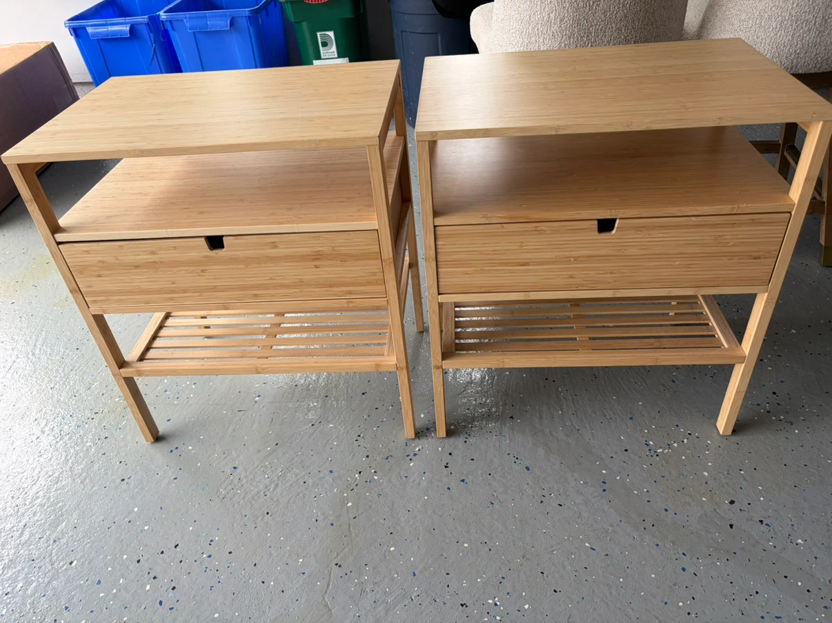 2 IKEA NORDKISA Bamboo Nightstands