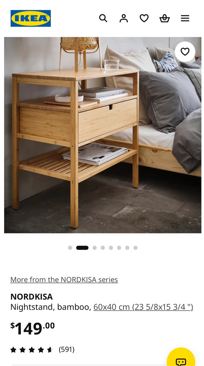 2 IKEA NORDKISA Bamboo Nightstands - photo 2