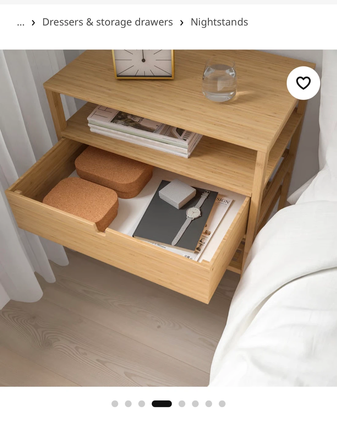 2 IKEA NORDKISA Bamboo Nightstands - photo 3