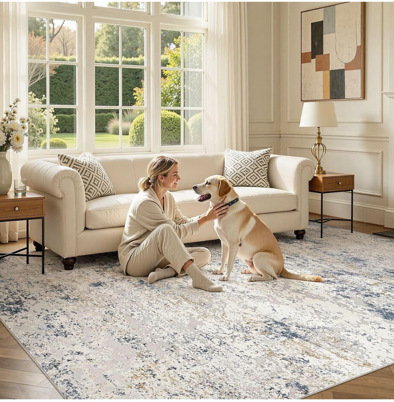 Large Abstract Area Rug 9'x12'