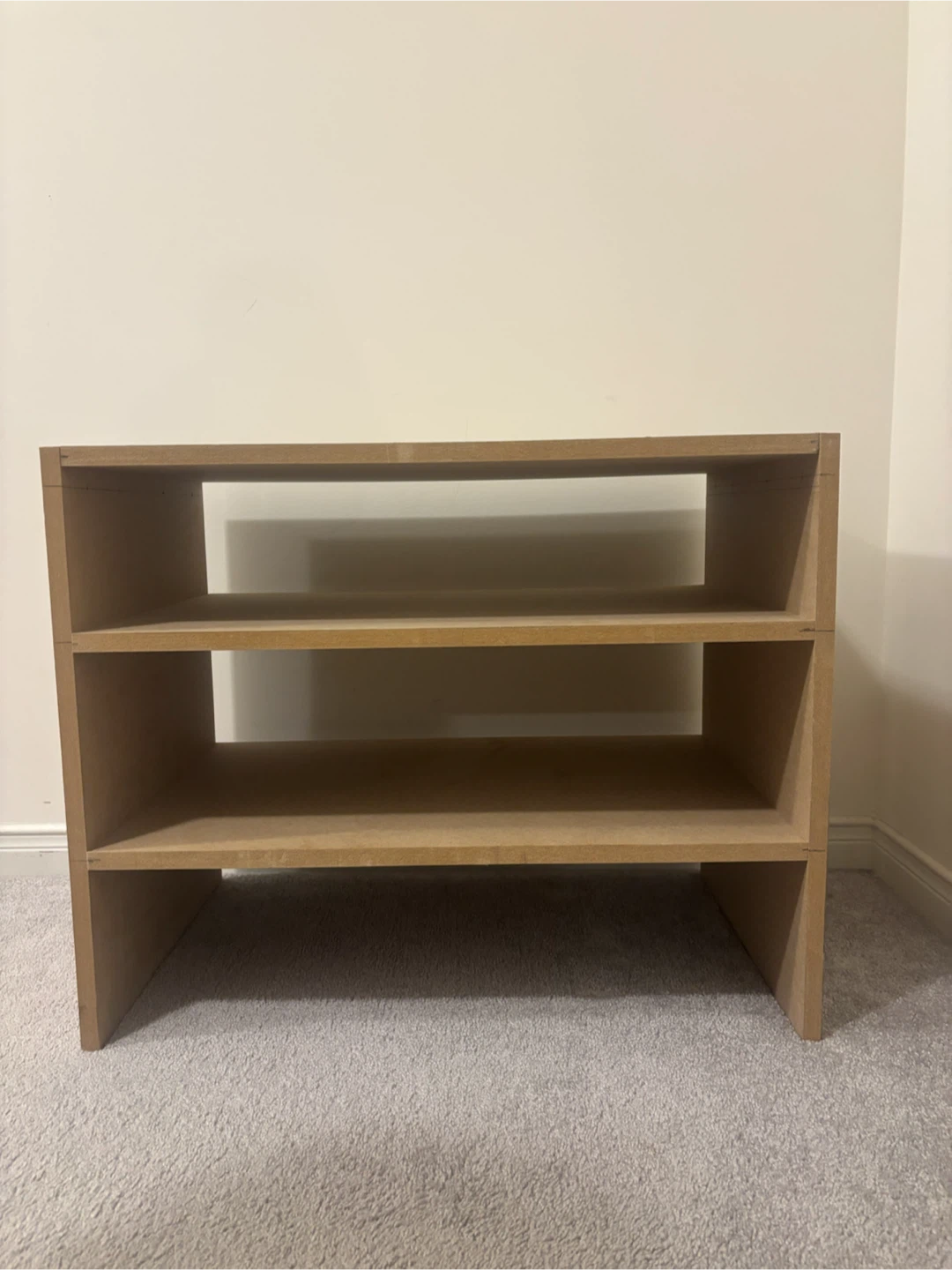 Two-tier MDF storage shelf