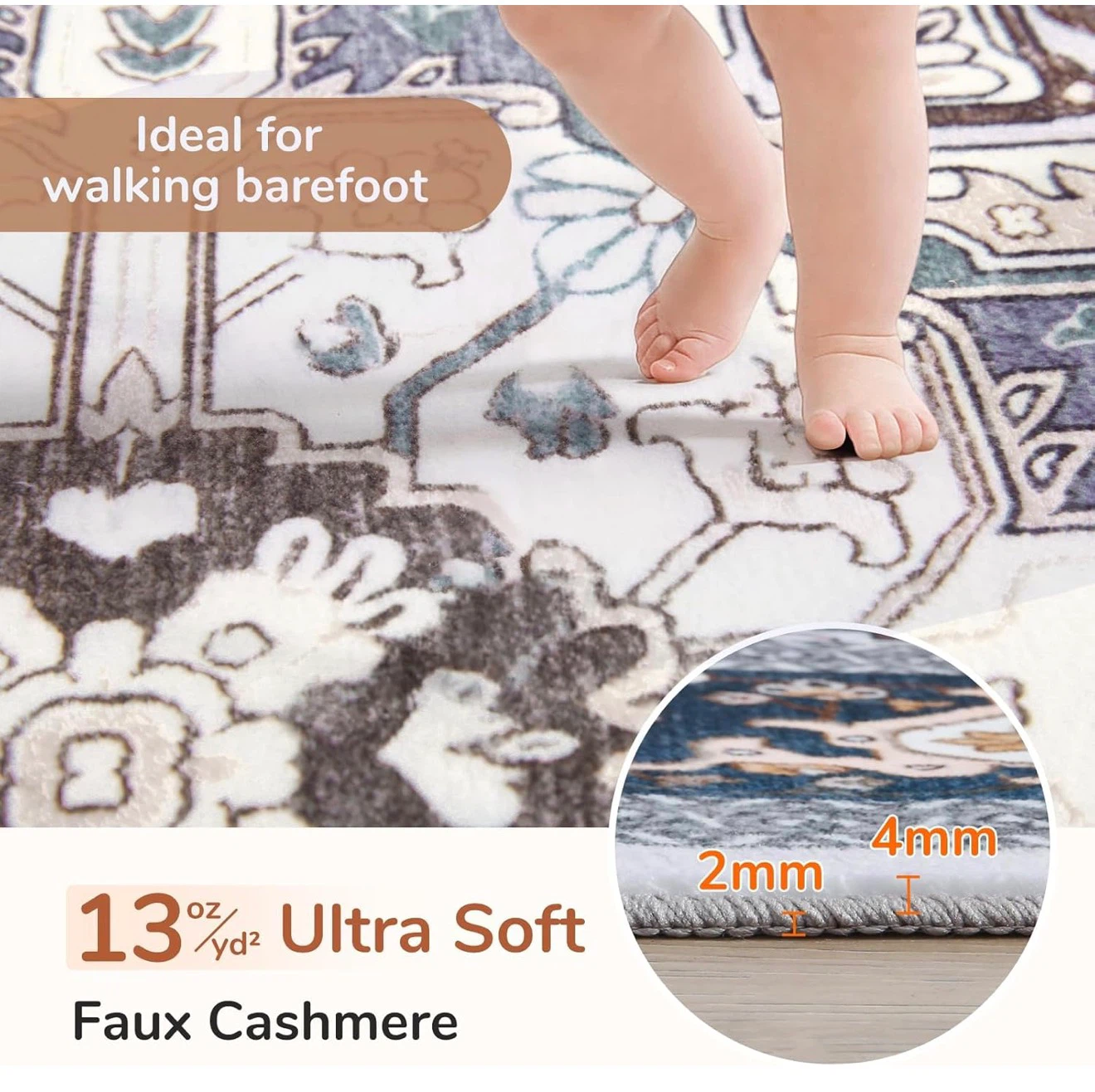Blue Faux Cashmere Traditional Pattern Area Rug - photo 2