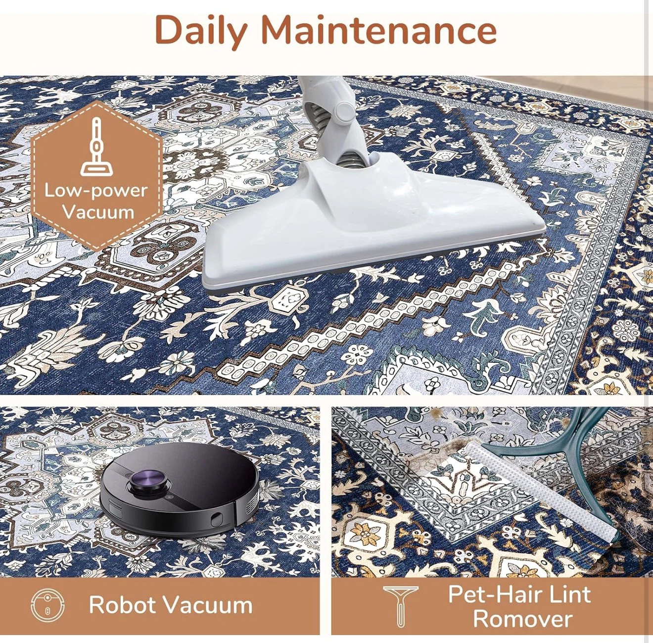 Blue Faux Cashmere Traditional Pattern Area Rug - photo 4