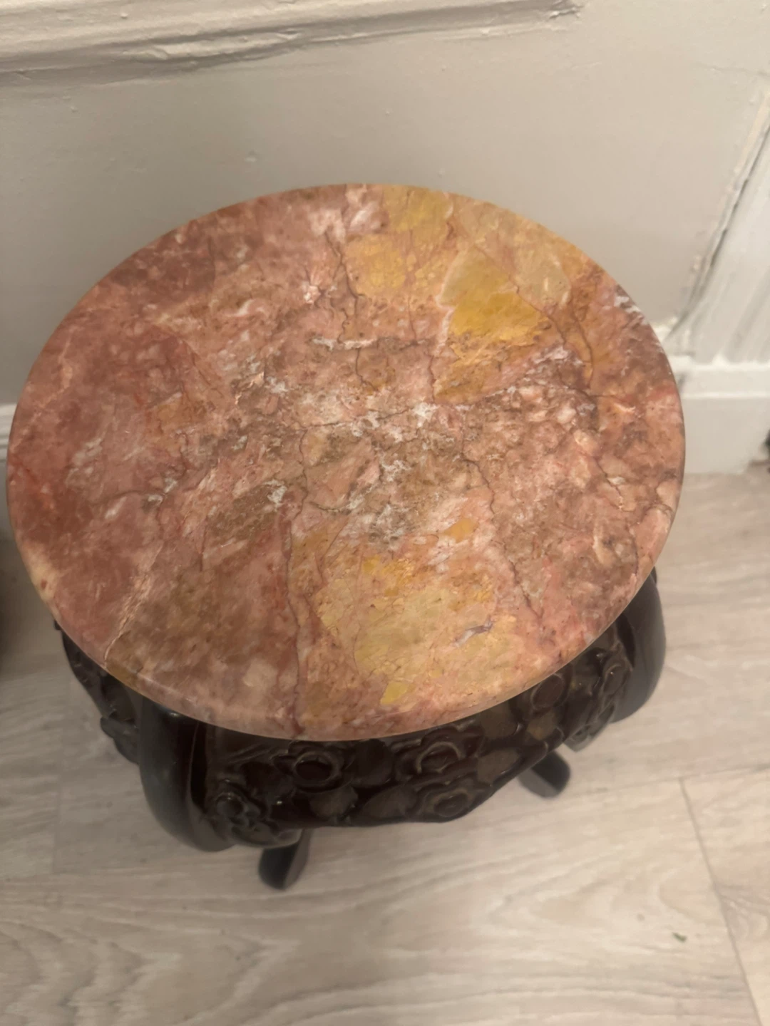 Set of two Chinese rosewood marble top plant stands - photo 5